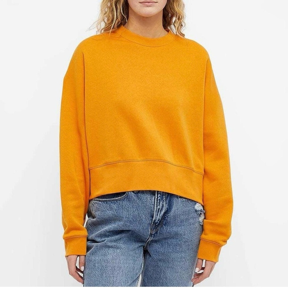 COS Women’s Yellow Crew Neck Sweatshirt Ribbed Cuff and Hem    Size Small